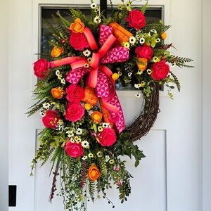 Pink and Orange Floral Wreath
